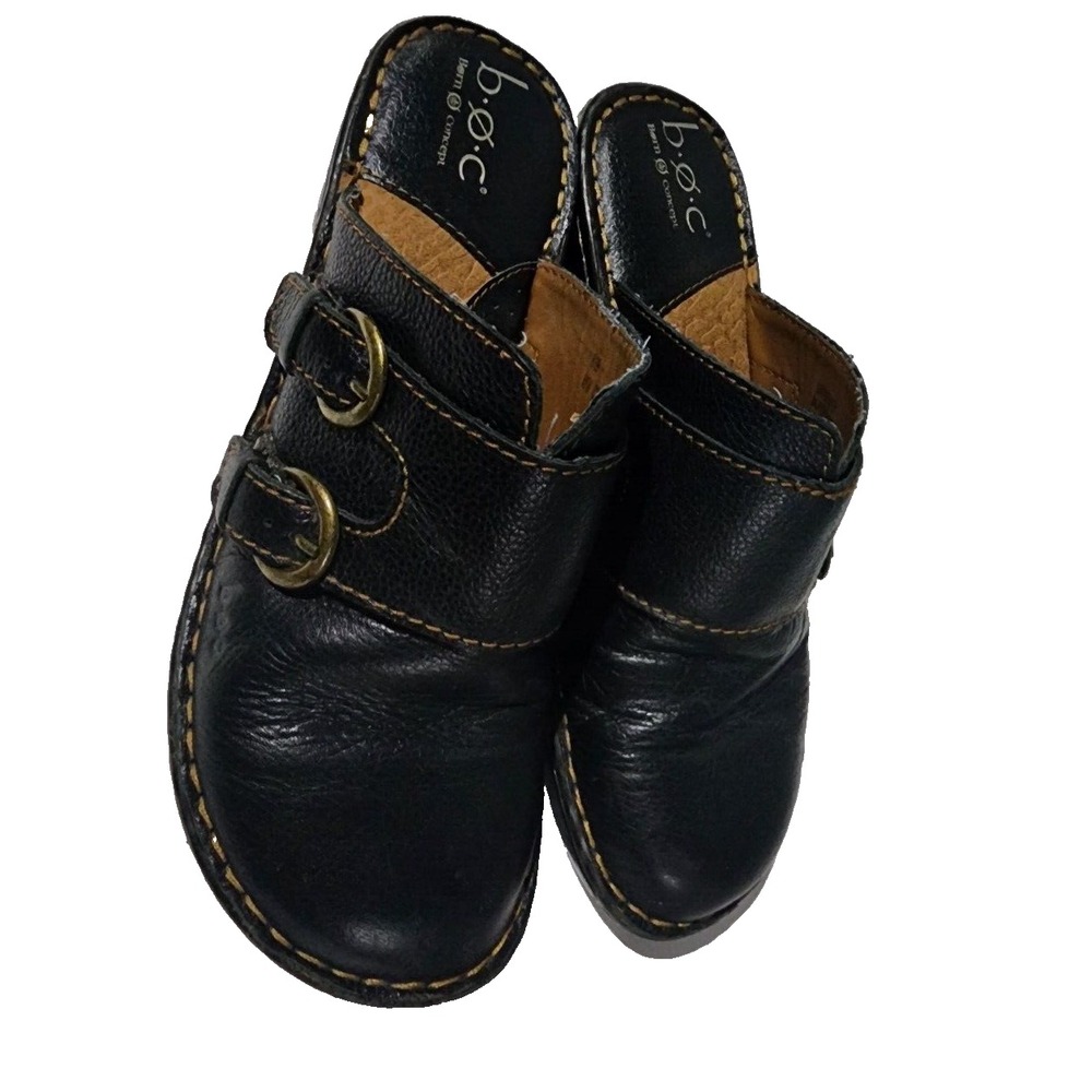 BOC Born Concepts 8 /39 Brown Leather Slip On Mule Clog Double Buckle - Picture 3 of 16